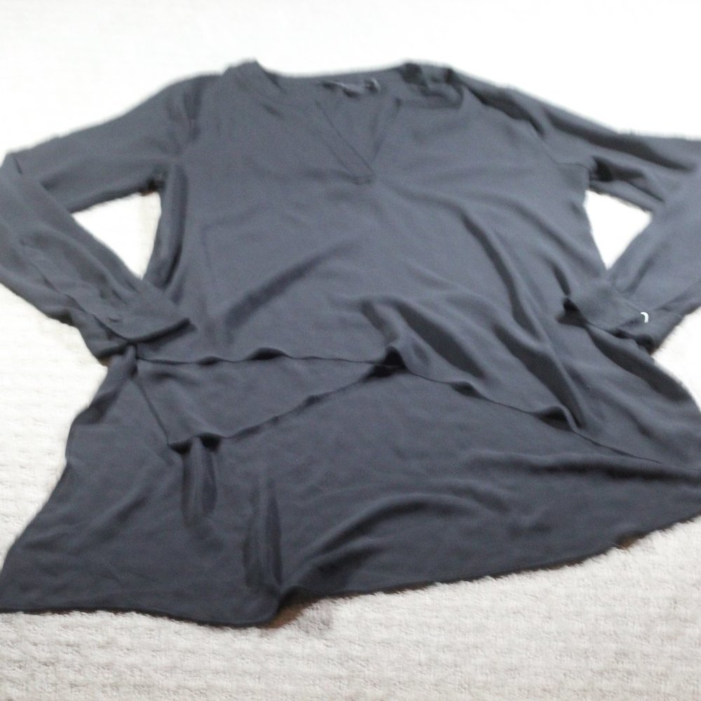 BCBGMaxazria Size Small Long Black Semi-sheer Top